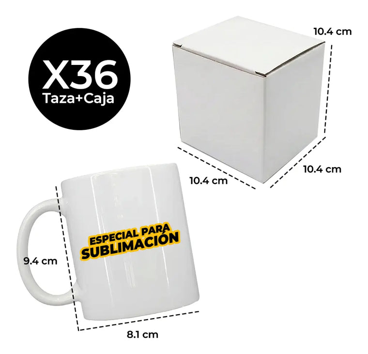 Pack 36 Tazas Sublimación Orca-b Blanco Con Caja 11 Oz